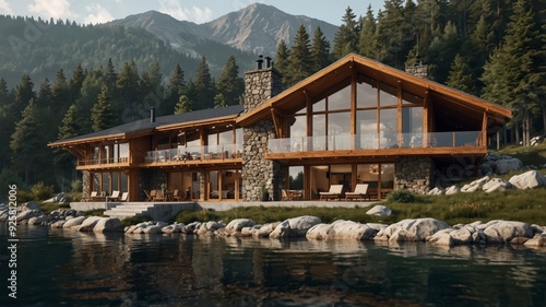 mountain lodge with a contemporary design