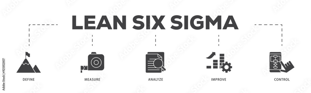 Lean six sigma icon infographic illustration concept with icon of define, measure, analyze, improve, and control icon live stroke and easy to edit Lean six sigma icon infographic illustration concept with icon of define, measure, analyze, improve, and control icon live stroke and easy to edit
