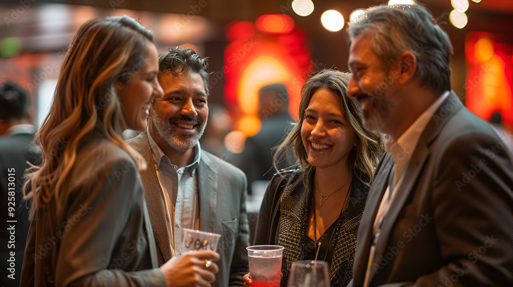 Professionals in business mingling and giggling Professionals in business mingling and giggling