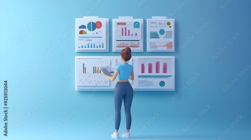 Professional working with data visualization dashboards in corporate workspace Professional working with data visualization dashboards in corporate workspace