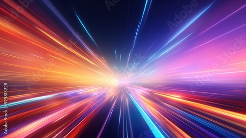 Abstract colorful streaks of light, radiating outwards from a central point.