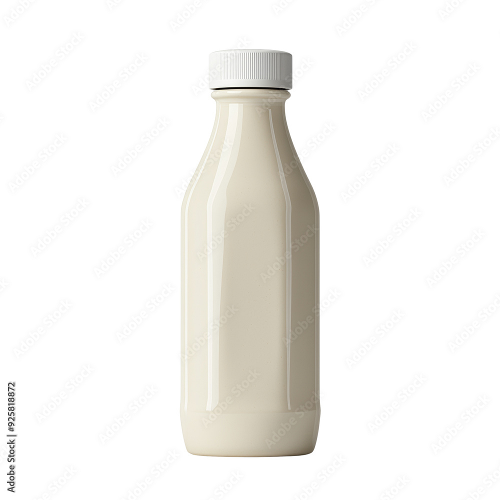 Glass Milk Bottle with White Lid, A Refreshing Beverage Ready to Enjoy, Isolated on Black Background Glass Milk Bottle with White Lid, A Refreshing Beverage Ready to Enjoy, Isolated on Black Background