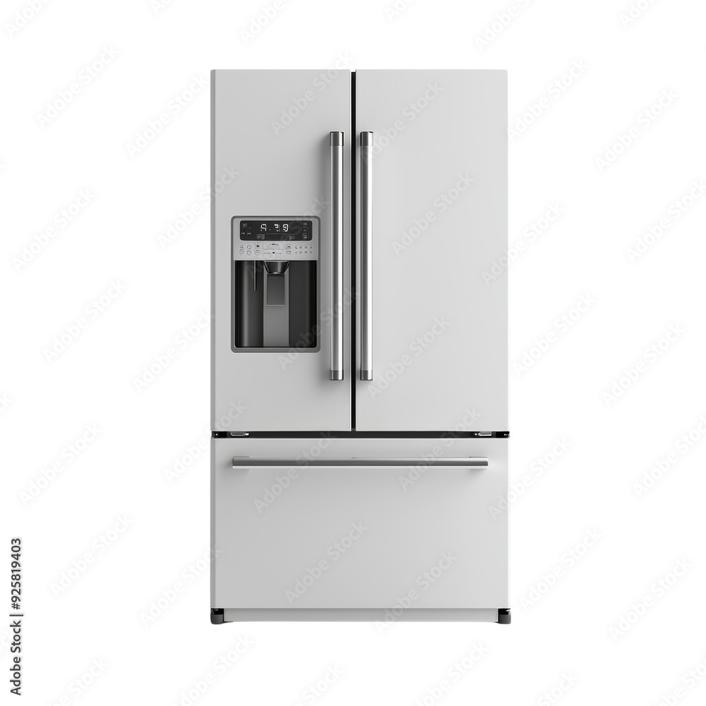Modern White French Door Refrigerator with Ice and Water Dispenser Modern White French Door Refrigerator with Ice and Water Dispenser