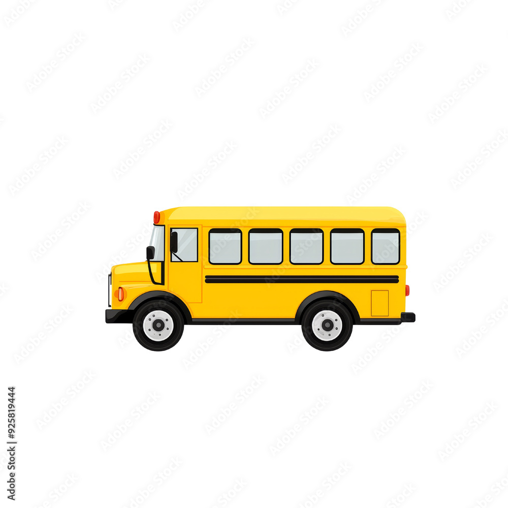 A Yellow School Bus with a Black Stripe and Five Windows on Each Side, Illustration A Yellow School Bus with a Black Stripe and Five Windows on Each Side, Illustration