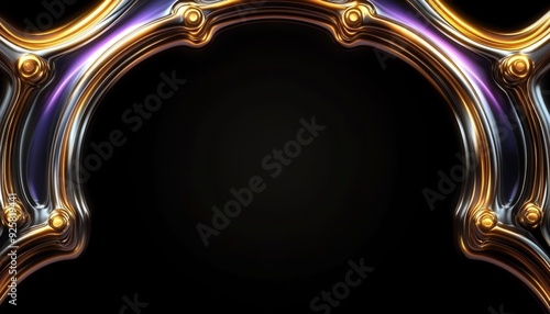 Abstract Metallic Frame with Gold and Purple Accents