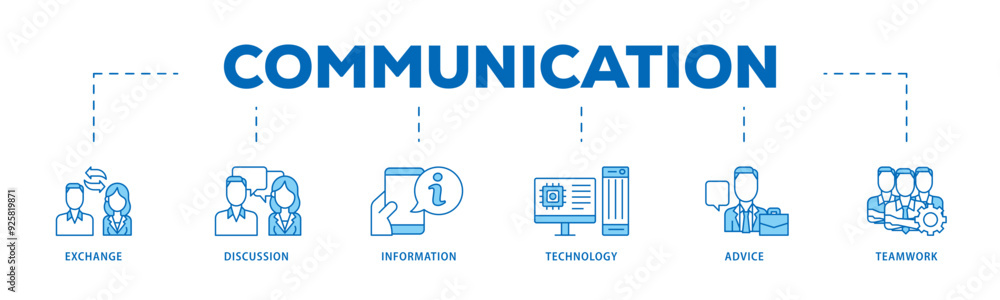 Communication icon infographic illustration concept with icon of exchange, discussion, information, technology, advice, and teamwork icon live stroke and easy to edit Communication icon infographic illustration concept with icon of exchange, discussion, information, technology, advice, and teamwork icon live stroke and easy to edit