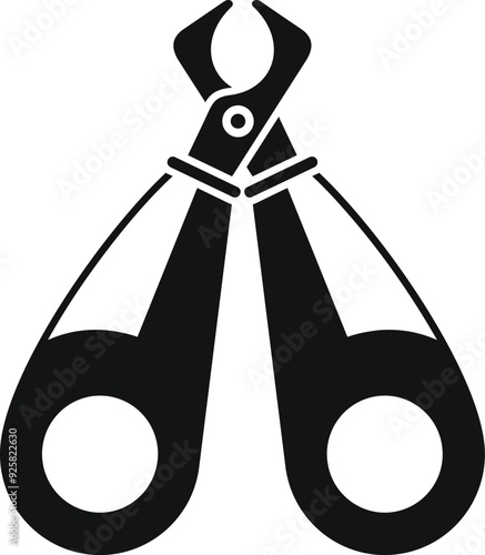 Black metal pet nail clippers isolated on white background, simple design for grooming