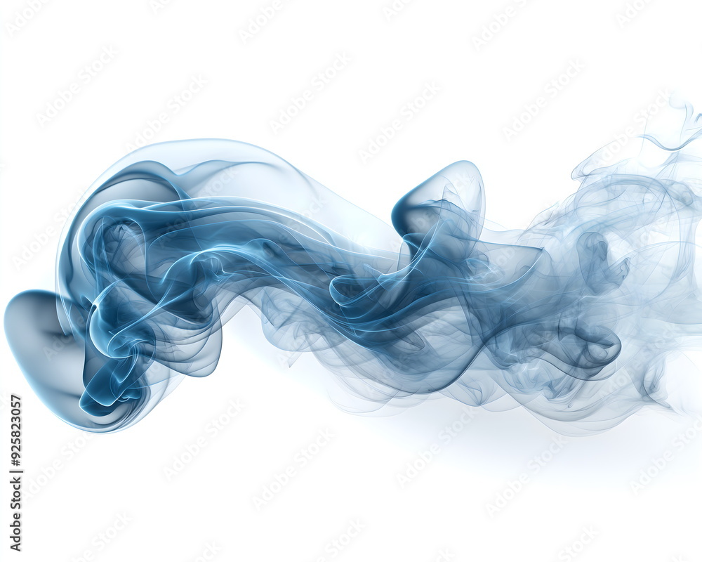 Abstract blue smoke on white background with copy space. Whimsical cloud of ink underwater. Abstract blue smoke on white background with copy space. Whimsical cloud of ink underwater.