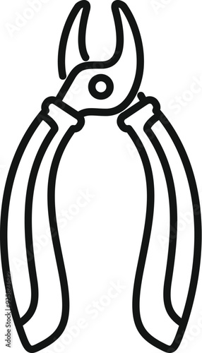 Line drawing of claw clippers used by professional pet groomers