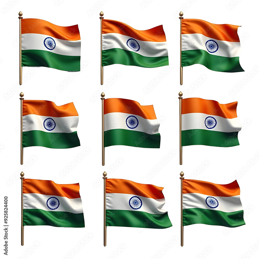 Realistic illustration of Indian flags on a transparent background. Realistic illustration of Indian flags on a transparent background.