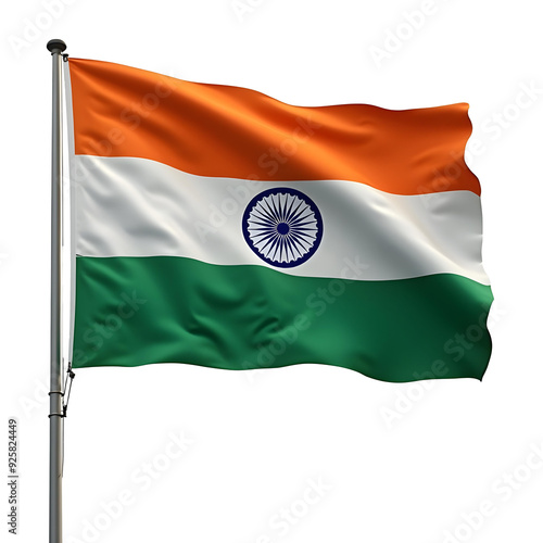 Realistic illustration of Indian flags on a transparent background.