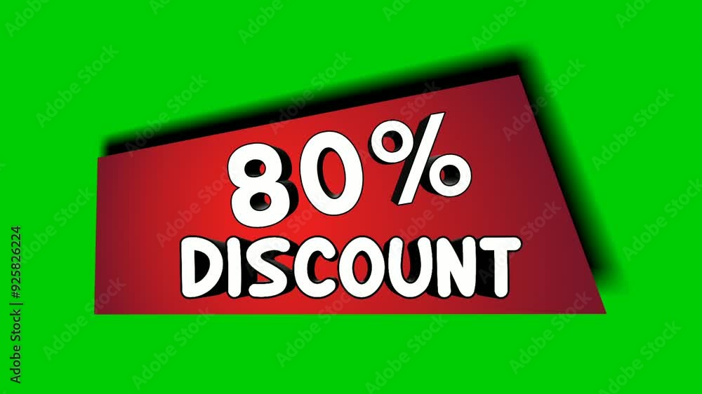 Discount 80% percent text animation motion graphics red box background suitable for your flash sales,black Friday, shopping projects business concept on green screen video elements Discount 80% percent text animation motion graphics red box background suitable for your flash sales,black Friday, shopping projects business concept on green screen video elements