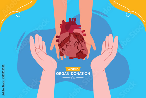World organ donation day concept. Colored flat vector illustration isolated.