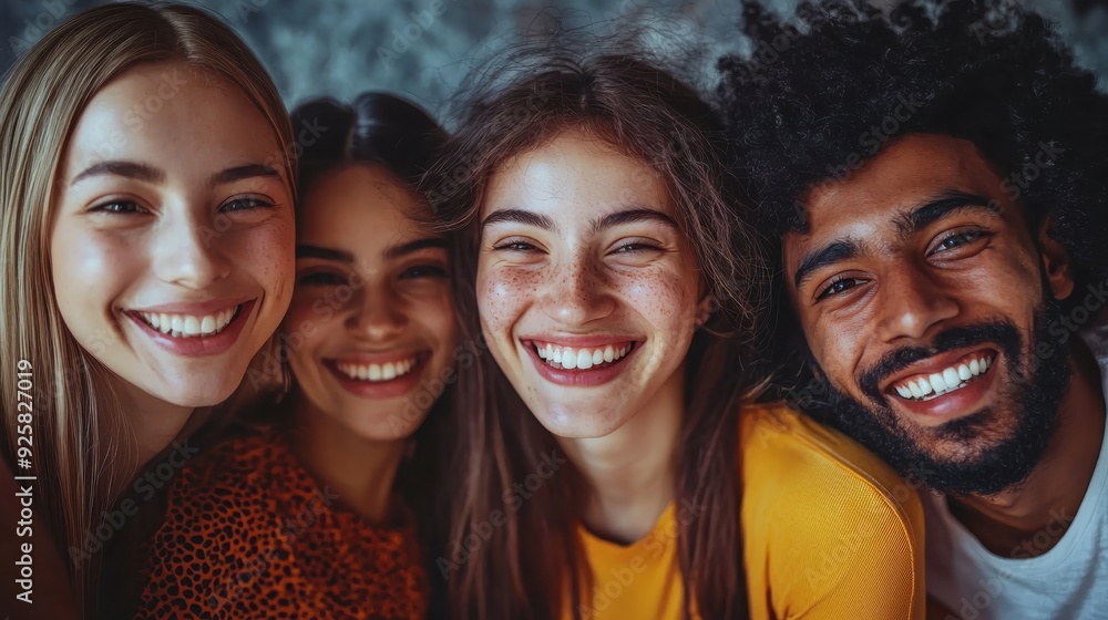 Fototapeta premium Diverse group of happy people bonding together Generative AI image