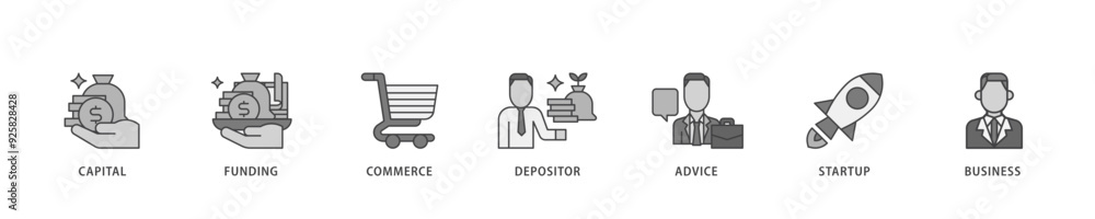 Angel investor icon infographic illustration concept with icon of capital, funding, commerce, depositor, advice, startup and business icon live stroke and easy to edit Angel investor icon infographic illustration concept with icon of capital, funding, commerce, depositor, advice, startup and business icon live stroke and easy to edit