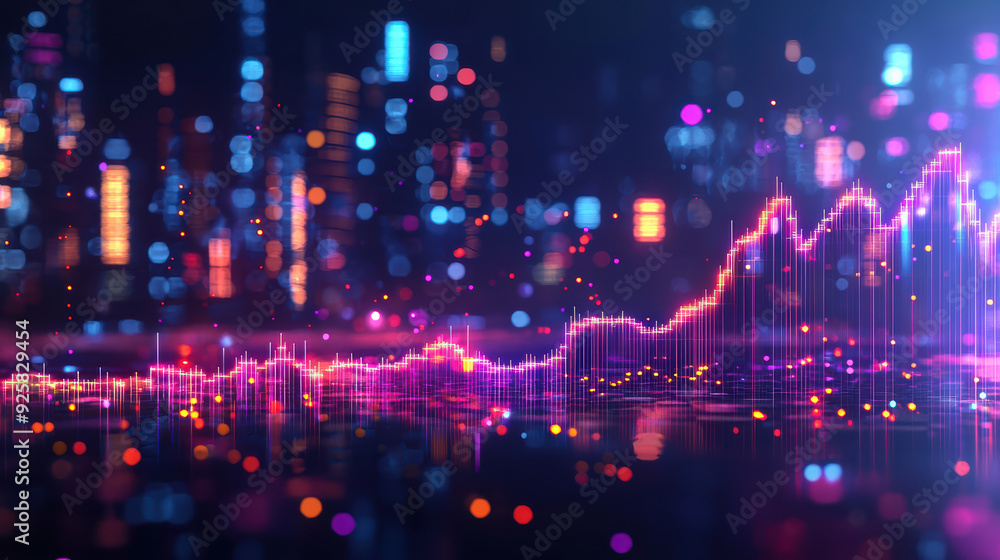 vibrant digital landscape showcasingcolorful data visualization withrising trend line, evokingsense of excitement and innovation. vibrant digital landscape showcasingcolorful data visualization withrising trend line, evokingsense of excitement and innovation.