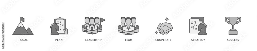 Mission icon infographic illustration concept with icon of goal, plan, leadership, team, cooperate, strategy and success icon live stroke and easy to edit Mission icon infographic illustration concept with icon of goal, plan, leadership, team, cooperate, strategy and success icon live stroke and easy to edit