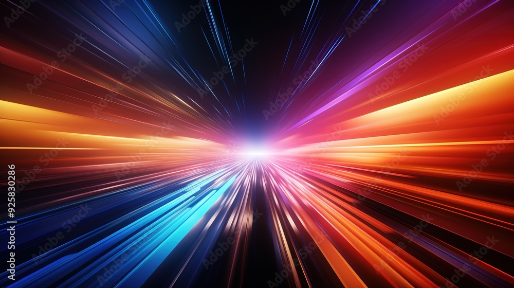 Obraz premium Abstract speed lines converging in bright light.