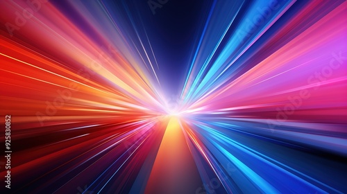 Abstract speed lines in red, blue and yellow colors.