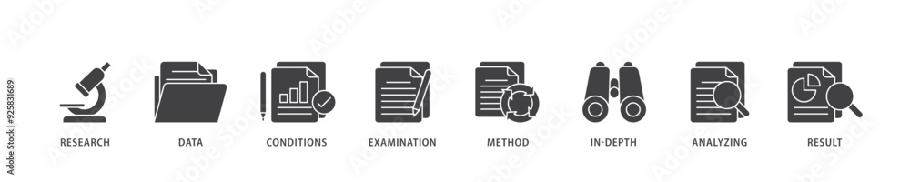 Case study icon infographic illustration concept with icon of research, data, conditions, examination, method, in depth, analyzing, and result icon live stroke and easy to edit Case study icon infographic illustration concept with icon of research, data, conditions, examination, method, in depth, analyzing, and result icon live stroke and easy to edit
