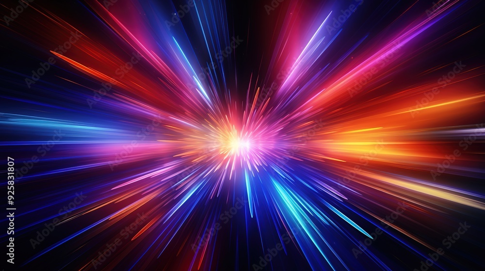 Abstract vibrant glowing lines converging in a radiant burst. Abstract vibrant glowing lines converging in a radiant burst.