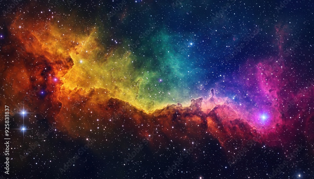 Fototapeta premium Colorful nebula and starry night cosmos, showcasing the beauty of the universe with vibrant hues and intricate patterns, ideal for a supernova-themed background by Fox Ave Designs
