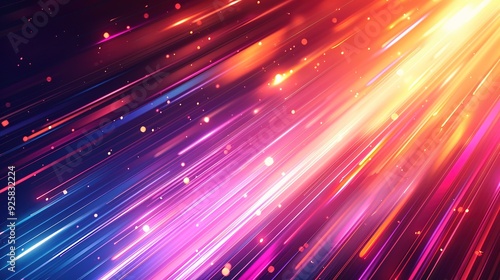 Diagonal vibrant light streaks on dark background.