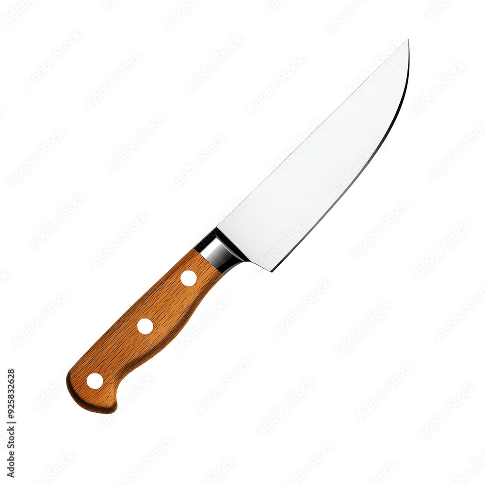 Large sharp kitchen knife with wooden handle isolated on transparent background. Large sharp kitchen knife with wooden handle isolated on transparent background.