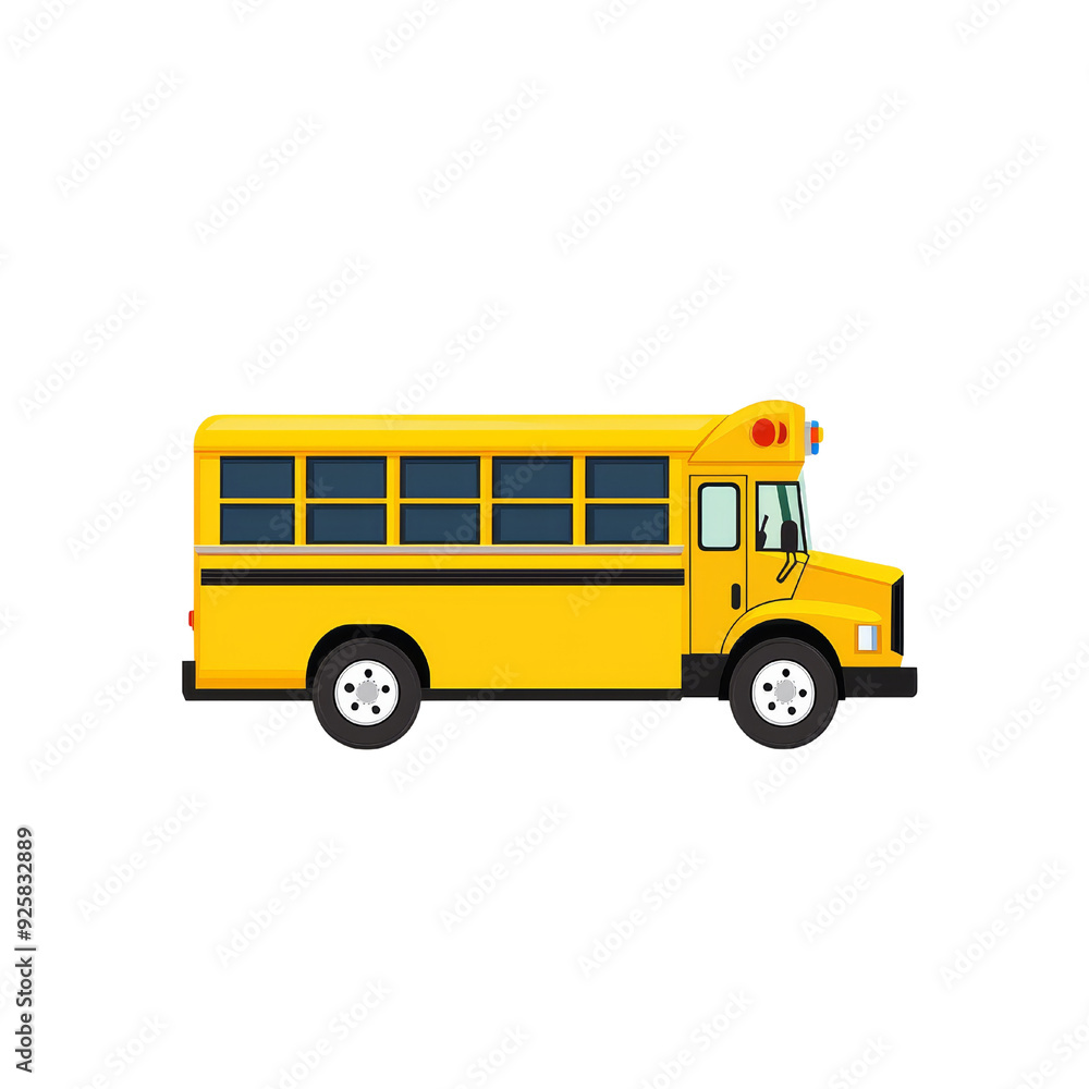 Yellow school bus isolated on a transparent background. Side view. Yellow school bus isolated on a transparent background. Side view.