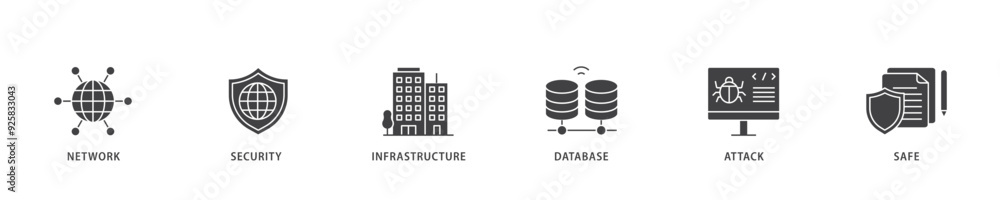 Network security icon infographic illustration concept with icon of network ,security, infrastructure, database, attack and safe icon live stroke and easy to edit Network security icon infographic illustration concept with icon of network ,security, infrastructure, database, attack and safe icon live stroke and easy to edit
