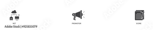 NPS icon infographic illustration concept with icon of shopping, customer, rating, like, premium, and store icon live stroke and easy to edit 