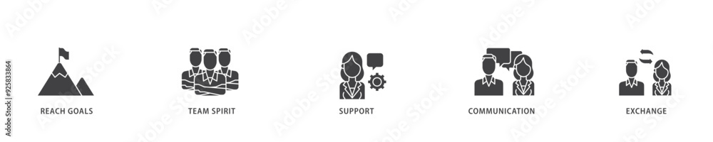 Working together icon infographic illustration concept with icon of collaboration, reach goals, team spirit, support, communication, and exchange icon live stroke and easy to edit Working together icon infographic illustration concept with icon of collaboration, reach goals, team spirit, support, communication, and exchange icon live stroke and easy to edit