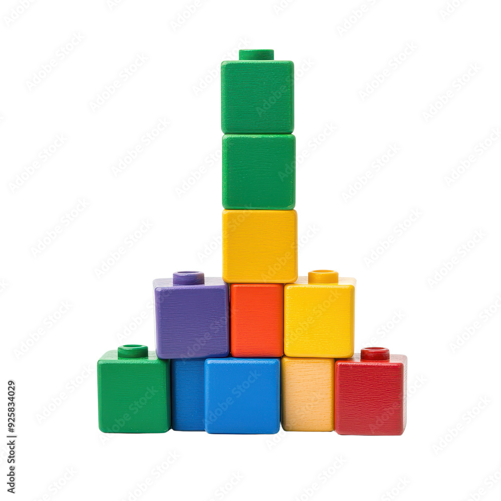 Colorful building blocks arranged in a pyramid shape, perfect for children's playtime and educational activities. Colorful building blocks arranged in a pyramid shape, perfect for children's playtime and educational activities.