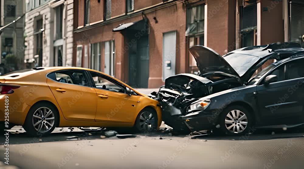 Car Accident Aftermath. Crash Scene Analysis Car Accident Aftermath. Crash Scene Analysis