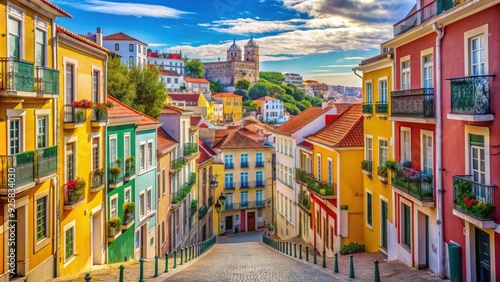Vibrant and colorful streets of Bairro Alto neighborhood in Lisbon, Portugal , Lisbon, Portugal, Bairro Alto