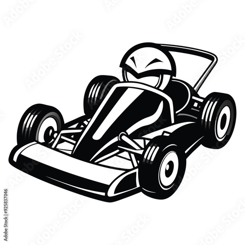 Go Kart racing car cartoon logo silhouette. Generative AI