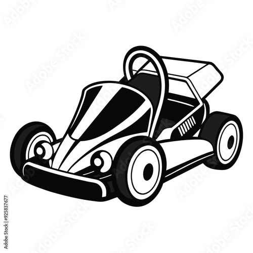 Go Kart racing car cartoon logo silhouette. Generative AI