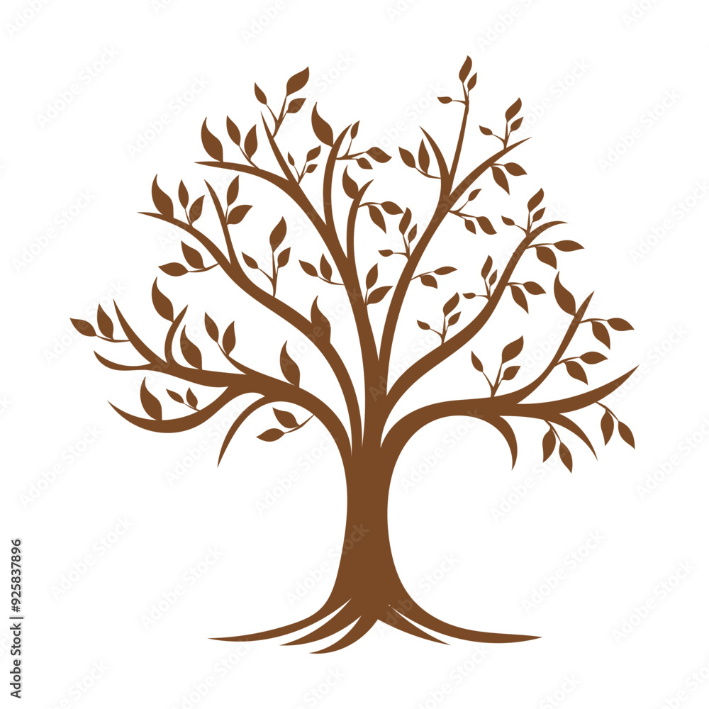 Fototapeta premium Tree Branch isolated, Tree Clipart, Tree logo, Tree with root illustration