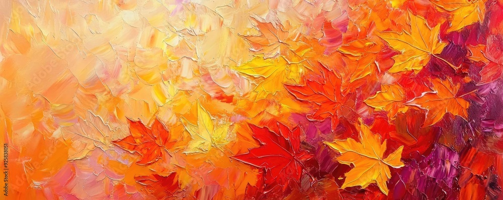 Vibrant autumn leaves in shades of orange and red create a stunning canvas of fall scenery, perfect for seasonal decoration. Vibrant autumn leaves in shades of orange and red create a stunning canvas of fall scenery, perfect for seasonal decoration.