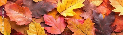 Wallpaper Mural Colorful autumn leaves spread across the ground, showcasing vibrant hues of red, orange, yellow, and brown, creating a serene scene. Torontodigital.ca