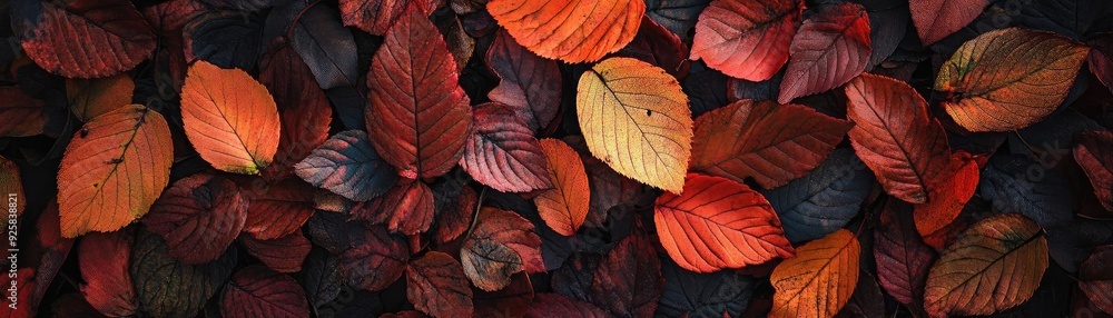 A vibrant collection of colorful autumn leaves, showcasing shades of red, orange, and yellow on a dark background. A vibrant collection of colorful autumn leaves, showcasing shades of red, orange, and yellow on a dark background.