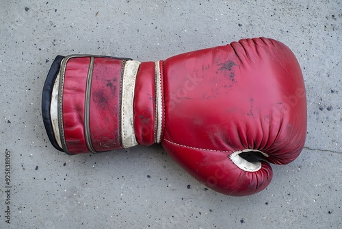 Pair of Leather Boxing Gloves Sport, Guard isolated on white background. photo