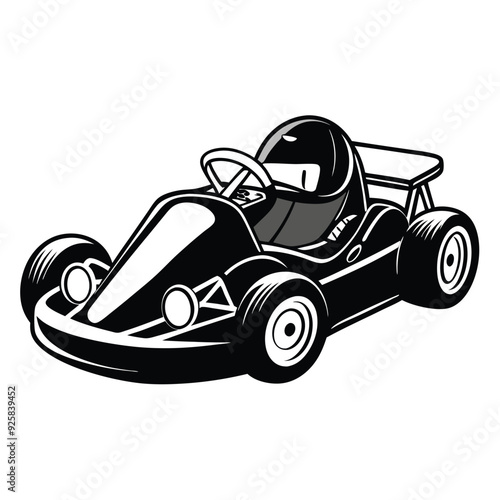 Go Kart racing car cartoon logo silhouette. Generative AI