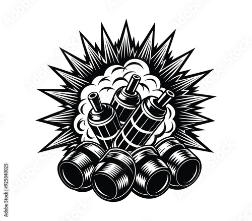 Explosives** (e.g., C-4) Silhouette Vector Art  photo