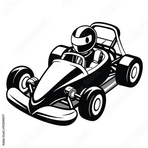 Go Kart racing car cartoon logo silhouette. Generative AI