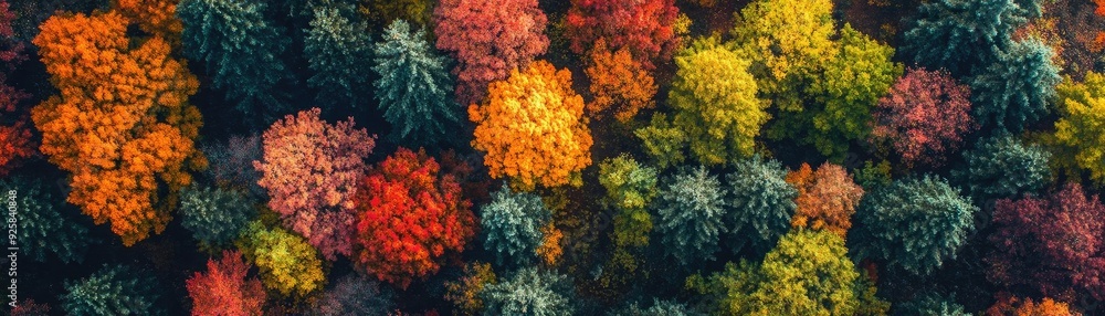 A breathtaking aerial view of diverse trees showcasing vibrant autumn colors in an enchanting natural landscape. A breathtaking aerial view of diverse trees showcasing vibrant autumn colors in an enchanting natural landscape.