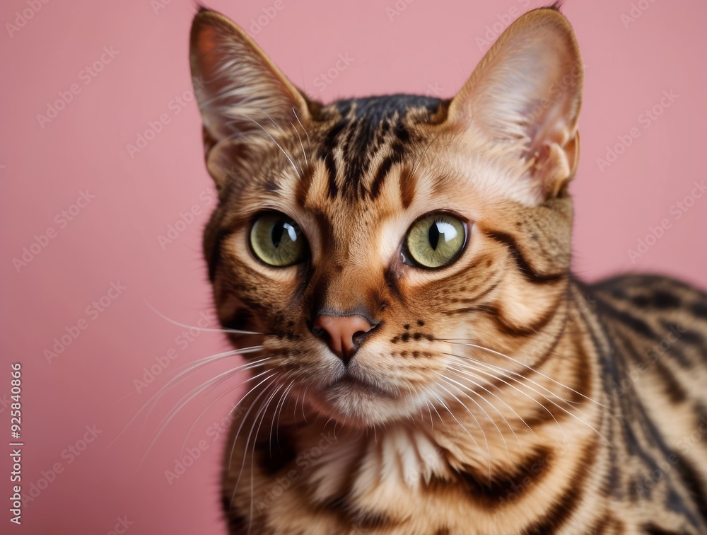 Close-up Portrait of a Bengal Cat with Green Eyes Close-up Portrait of a Bengal Cat with Green Eyes