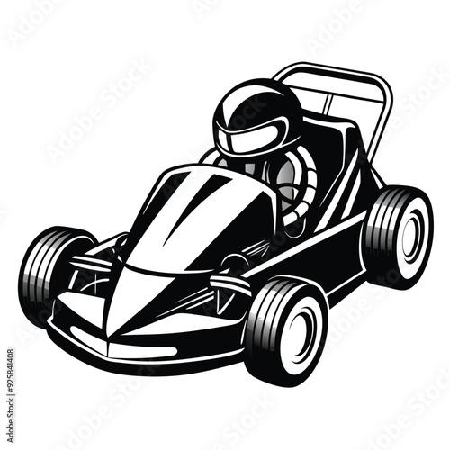 Go Kart racing car cartoon logo silhouette. Generative AI