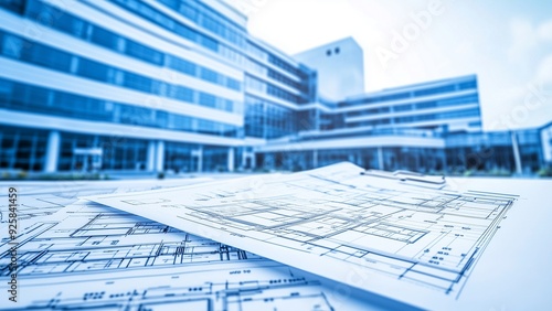 blueprint of building, Healthcare Facility Blueprinting, architects designing medical centers ,blueprinting for healthcare facility projects with image featuring hospital administrators & healthcare