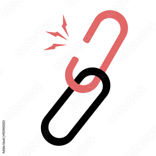 Broken chain sign icon in flat style. Disconnect link vector illustration Detach business concept.